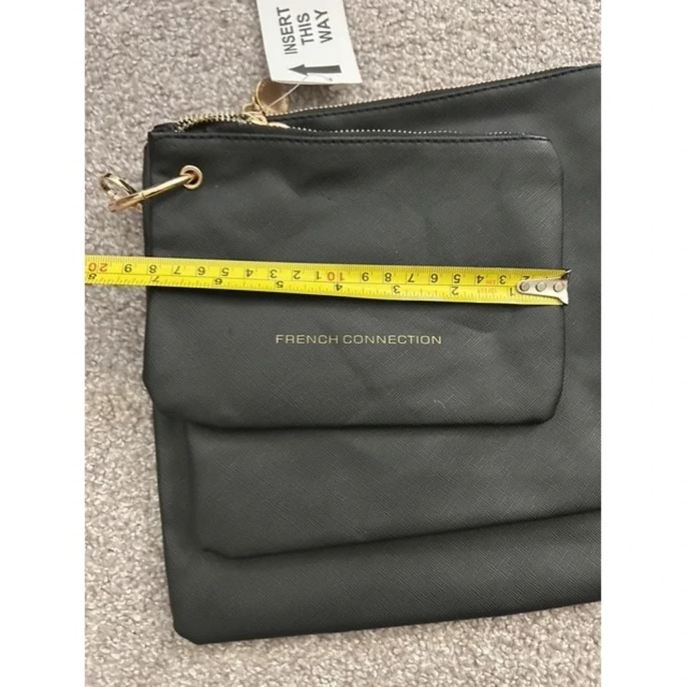 French Connection Luxe Travel Pouches Womens OS Black‎ NEW 3-Pack Saffiano Set